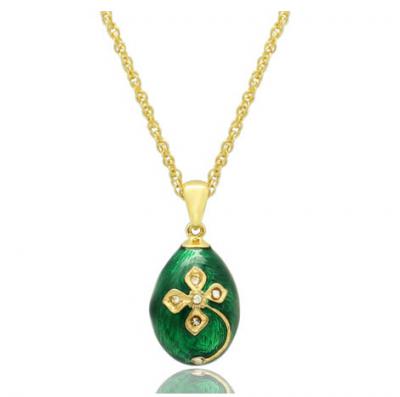 Gold plated Faberge style egg pendant ()